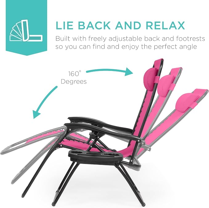 Best Choice Products Set of 2 Adjustable Steel Mesh Zero Gravity Lounge Chair - Image 4