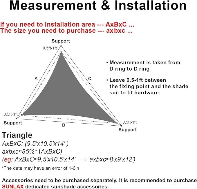 Sun Shade Sail 8'x12'x14.4' Sand Triangle Shade Cover Custom Size | 95% UV Block - Image 2
