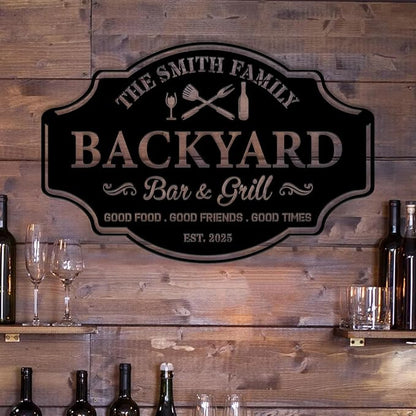 Custom Backyard Bar & Grill LED Sign – Personalized BBQ Sign, 16-Color LED with Remote Control, Barbecue Custom Led Sign, Bar Metal Wall Art, Grill Art Decor for Patio, Home, Kitchen
