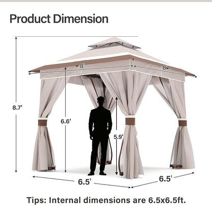 8'x8' Outdoor Gazebo, Metal Frame Heavy Duty Patio Canopy Tent Shelter - Image 2