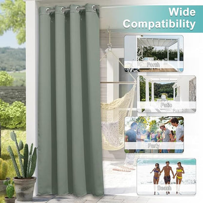 NICETOWN 2 Panels Sage Green Blackout Outdoor Curtains - Image 6