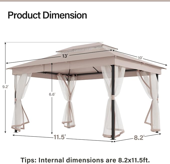 10' X 13' Waterproof Patio Gazebo - Image 2