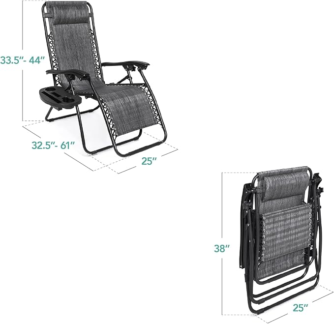 Best Choice Products Set of 2 Adjustable Steel Mesh Zero Gravity Lounge Chair - Image 3
