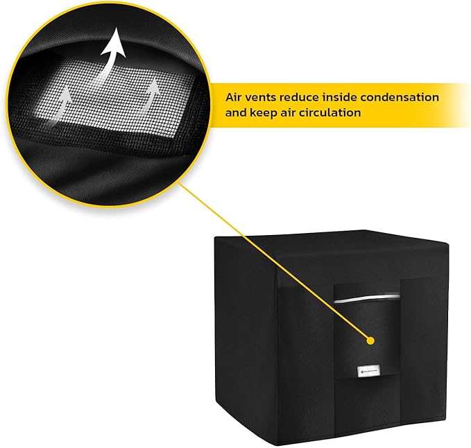 Seal Skin Covers Outdoor Fire Pit Cover – Square 44"L X 44"W X 24”H, Heavy Duty Waterproof Fabric with PVC Coating, Windproof, Tear & Weather Resistant Fire Table Cover for Patio, Black