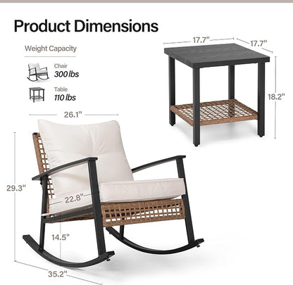 3-Piece Rocking Bistro Set, Outdoor Patio Furniture - Image 6