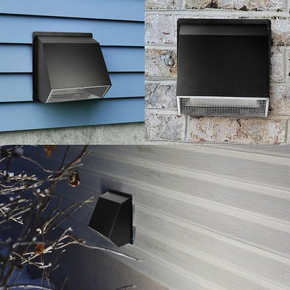 3 Inch Dryer Vent Cover Wall Vent Hood with Screen and Damper,Outdoor Dryer Vent Covers Outside Exhaust Vent Cover for Duct Air Ventilation,Wall Mount Extractor Vent Cap,Galvanized Steel,Black
