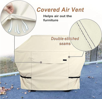 NettyPro Grill Cover Heavy Duty Waterproof 64 inch, Outdoor 2-3 Burners Gas BBQ Cover for Outside Weber, Char-Broil, Brinkmann, Nexgrill Barbecue, Beige