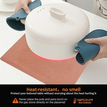 Vinyl Placemats Set of 8 Faux Leather 100% Waterproof Wipeable Washable Place Mats Heat Resistant Easy Clean Non-Slip Table Mats for Indoor Outdoor.(8, Coral)