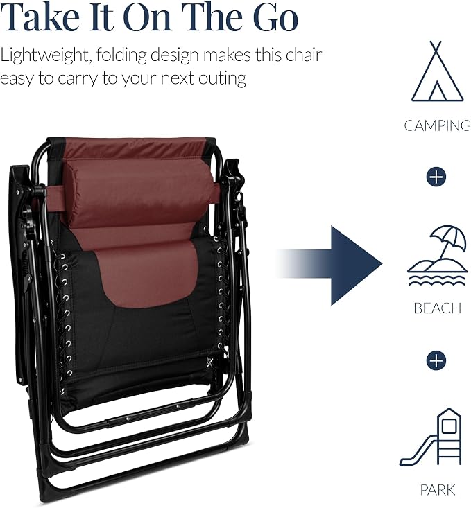 Best Choice Products Oversized Padded Zero Gravity Chair, Folding Outdoor Patio - Image 6