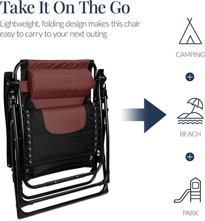 Best Choice Products Oversized Padded Zero Gravity Chair, Folding Outdoor Patio - Image 6
