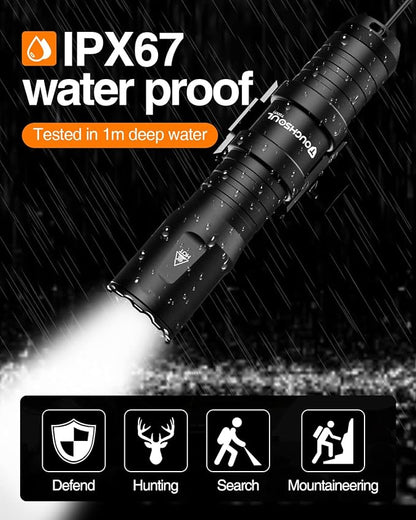 TOUGHSOUL Mlok Picatinny Tactical Flashlight 1250 Lumens, Rechargeable Flashlight with Remote Pressure Switch LED Light with Rechargeable Batteries and Charger Included (Picatinny Mounted)