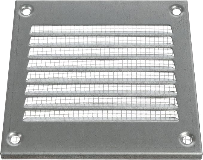 Vent Systems 4'' x 4'' Inch (Overall Dimensions) Pack of 5 - Galvanized Air Vent Cover - Metal Air Return Grill with Built in Guard Screen - HVAC Ducting Vent Duct Cover for Interior, Exterior Use