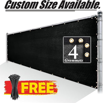 Royal Shade Custom Size 4' x 168' Black Fence Privacy Screen Windscreen Cover Netting Mesh Fabric Cloth - Cable Zip Ties Included (We Make Custom Size)