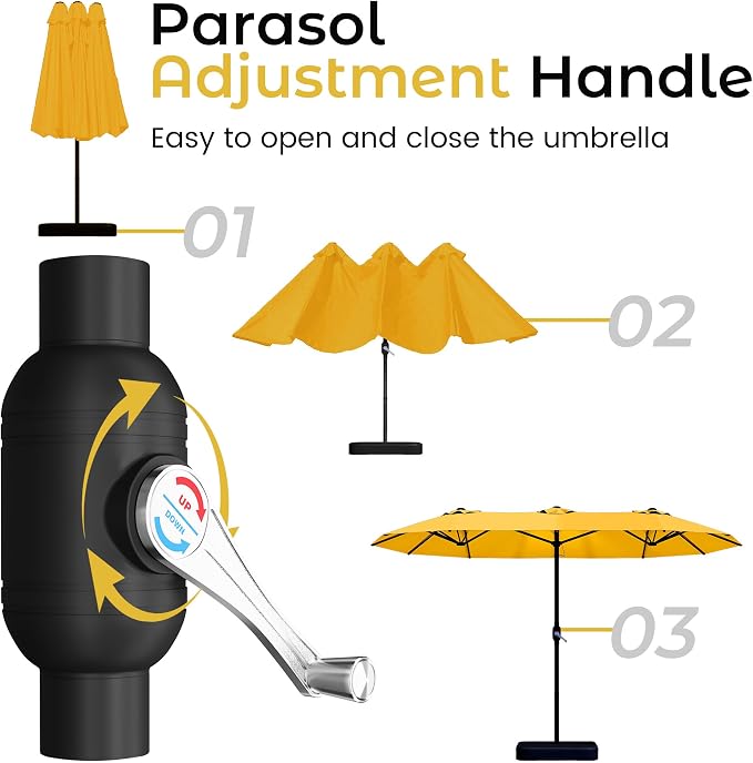 DomeShade 15FT Double-Sided Patio Umbrella - Image 9