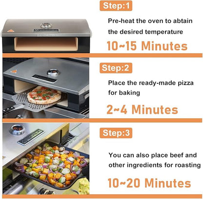 BakerStone Pizza Oven for Grill Top, 5-sided Pizza Stone Outdoor Pizza Oven Enamel Stainless Steel Pizza Stone Box Oven Grill for Garden Outside Backyard, Professional Series