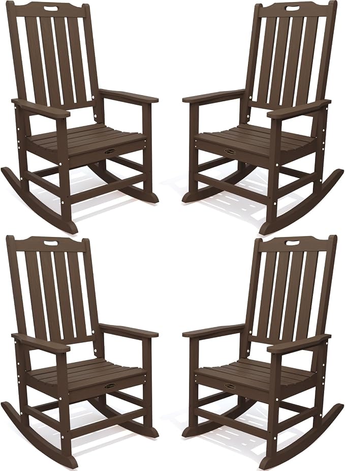 THOEOE Outdoor Rocking Chairs Set of 4, Oversized Patio Rocking Chair | HDPE by THOEOE