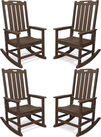 THOEOE Outdoor Rocking Chairs Set of 4, Oversized Patio Rocking Chair | HDPE by THOEOE