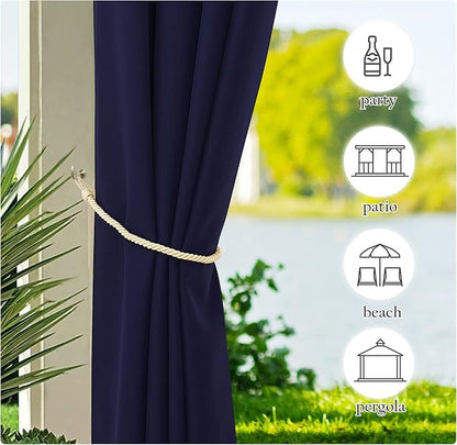 NICETOWN Canvas Outdoor Waterproof Patio Curtains, Rustproof Top and Bottom - Image 6