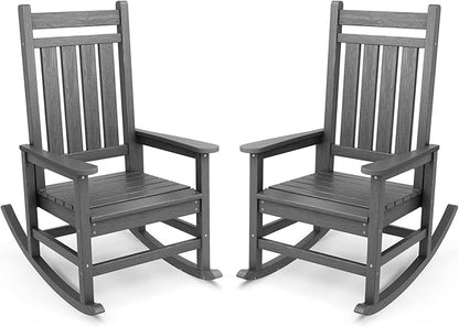 SERWALL Outdoor Rocking Chair Set of 2, HDPE Rocking Chairs by SERWALL