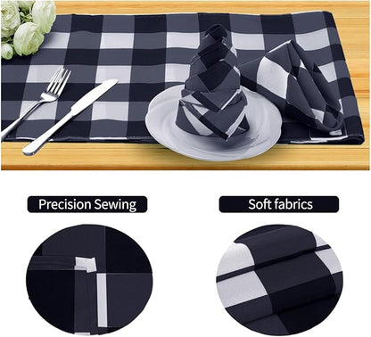 Cupuamon Buffalo Plaid Table Napkins Set of 25, 17x17 inch, Navy and White, Checkered, Polycotton Blend