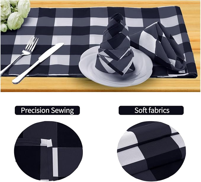 Buffalo Plaid Table Napkins Set of 100 Checkered Cloth Napkins 17x17 inch Washable Dinner Gingham Pattern Napkins Soft Napkins for Wedding Party Dining Banquet(Navy and White)