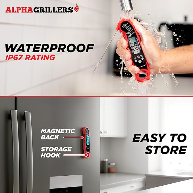 Alpha Grillers Meat Thermometer Digital - Instant Read Food Thermometer for Cooking and Grilling Gifts for Men Valentines Day Gifts for Him Her Mom Dad