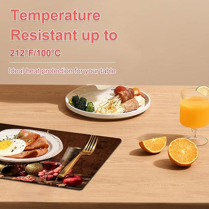 Wine Placemats Set of 4 - Faux Leather Heat Resistant Placemats for Dinner Table, Non-Slip Waterproof Oil-Proof Washable Reusable Placemat for Indoor Outdoor Kitchen Decor, 15.75In*11.81In