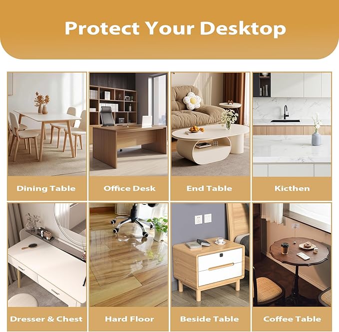 Clear Table Protector 24 x 36 Inch, 1.4mm Thick Waterproof PVC Plastic Table Cover, Durable Table Pad for Dining Room, Kitchen, Writing Desk, and Coffee Tables