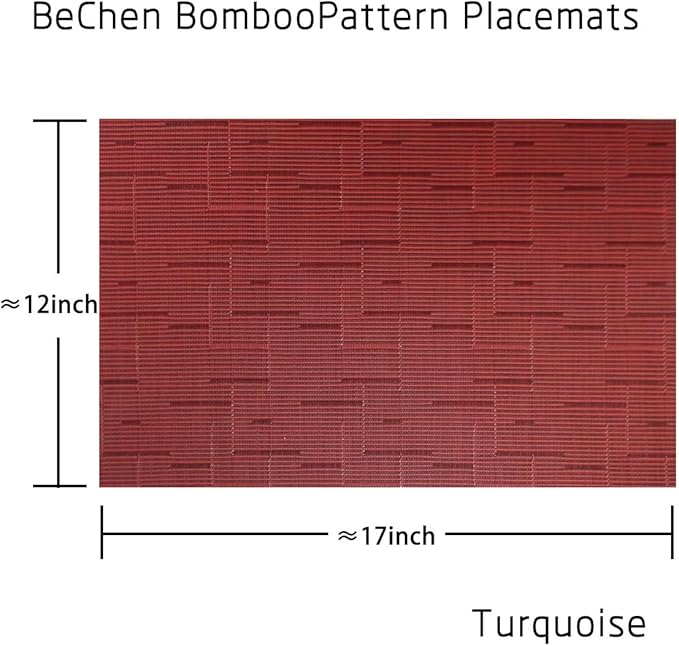 Plastic Placemats,Non Slip Washable Placemats for Dining Table Wipe Clean Table Mats Set of 6(Burgundy Red)