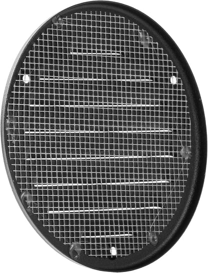 Vent Systems - 4 Inch (Inner) Pack of 2 Black Metal Round Soffit Air Vent Grille Cover, Register air Vent Deflector, Louver - Built-in Mesh - HVAC for Bathroom, Home Office, Kitchen 5 Inch (Outer)