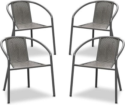 Grezone 4-Piece Rattan Indoor-Outdoor Restaurant Stack Chair Versatile and by GREZONE