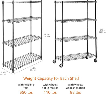 Amazon Basics 4-Shelf Heavy Duty Garage Shelving Storage Unit on 3" Wheel - Image 3