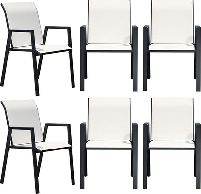 Outdoor Patio Chairs Set of 6, Oyster Beige Stackable Outdoor Chairs, - Image 7