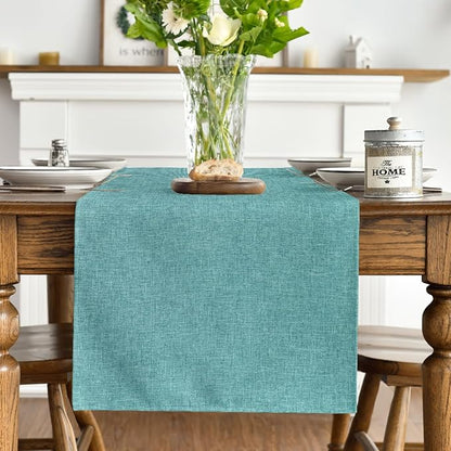 Artoid Mode Turquoise Aqua Table Runner, Seasonal Summer Washable Kitchen Dining Table Decoration for Home Party Decor 13x36 Inch
