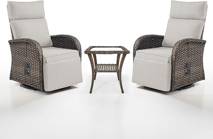 Dual-Adjust Swivel Outdoor Recliner Chair Set of 3 by Belord