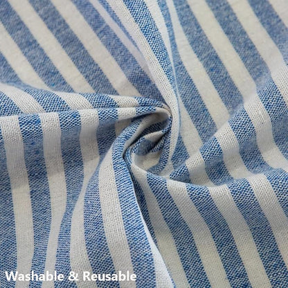 TruDelve Square Tablecloth 70 x 70 Blue Striped Boho Cloth Tablecloths Summer Outdoor Tablecloth for Picnic Table Cover (Blue,70"x70",Square)