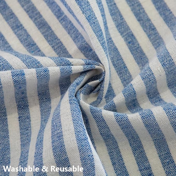 TruDelve Cloth Tablecloths Rectangular Blue and White Striped Boho Cotton Tablecloth Summer Outdoor Table Cloths Rectangle (Blue,70"x55",Rectangular)