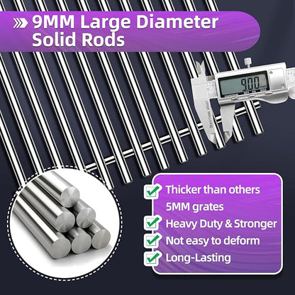 9MM 304 Stainless Steel Grill Grates for Weber Spirit E-210 E-220 S-210 S-220 Gas Grills with Front-Mounted Control 7637 Grill Replacement Parts for Weber Spirit I & II 200 Series 17.5 inch