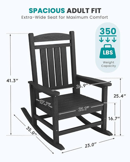 SERWALL Outdoor Rocking Chair Set of 2, Patio Rocking Chair, Porch Rocker - Image 3