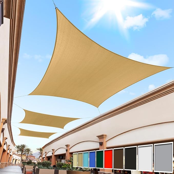 Royal Shade 15' x 16' Custom Size Sand Beige Rectangle Sunshade Sail by RoyalShade