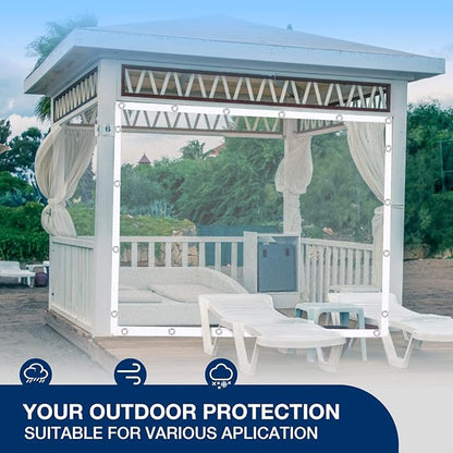 Clear Tarp 3' x 3', 15 OZ Clear Vinyl PVC Tarp Waterproof Tarpaulin 100% Transparent PVC Tarps Upgrade to Double The Cold Resistance-Temperature from -5°F to 140°F