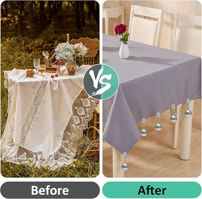 10 Pack Heavy Tablecloth Weights, Stainless Steel Balls with Metal Clips, Curtain Weights for Outdoor, Table Cover Weights for Decoration, Outdoor Picnic, Garden Flag, Family Dinner