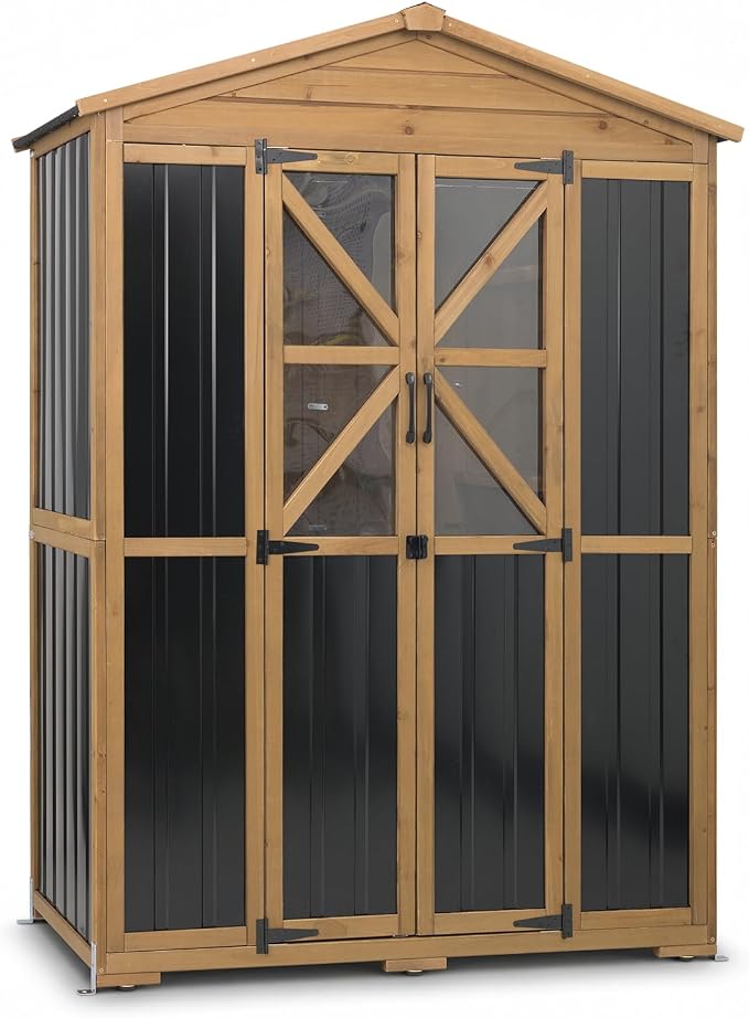 Outdoor Storage Cabinet, Weatherproof Garden Shed by PETSCOSSET