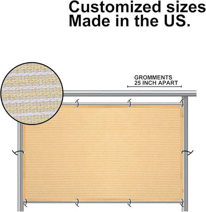 Eden's Decor Balcony Privacy Screen Beige 3'x 48' Cover Mesh Windscreen Weather-Resistant UV Protection for Backyard Deck, Patio, Balcony, Pool, Porch, Fence, Railing, Gardening