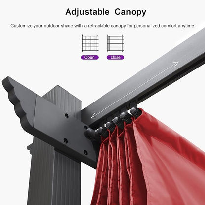 PURPLE LEAF Outdoor Pergola 10' X 13' Retractable Canopy Aluminum, Terra | - Image 3