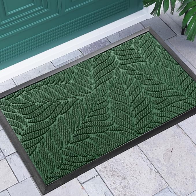 Yimobra 36x24 Large Door Mat Outdoor Indoor, All-Season Waterproof Door Mat Outside Entrance, All-Weather Non-Slip Outside Doormat for Garage Patio Entryway, Green