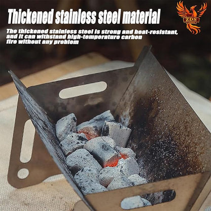6.3 Inch Portable Fire Pit - Foldable Stainless Steel Camping Fire Bowl & Grill - Compact Bonfire Pit for Backyard, Patio, Garden Parties & Camping Trips