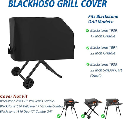 Griddle Cover for Blackstone 22” On The Go Scissor-Leg Griddle with Hood and Stand, Heavy Duty Waterproof Cover for Blackstone 1935 22inch Scissor Cart Griddle, Outdoor BBQ Grilling Cover
