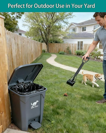 Large Dog Poop Trash Can Outdoor 20L / 5.3 Gallon with Foldable Pooper Scooper - Waterproof Pet Waste Station Set, Foot Pedal, Inner Bucket & 100 Bags for Backyard
