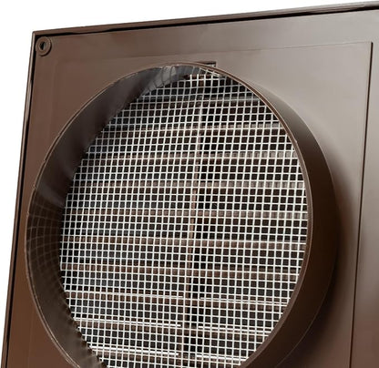 Brown 5'' Inch Ventilation Grille - Inside/Outside use - (Flange 4.9''Ø/Cover 6.7''x6.7'') - Air Vent Louver - Exhaust Hood - Available 3 Sizes / 4 Colors.